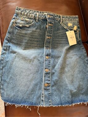 New Jean skirt with buttons down the front size large
